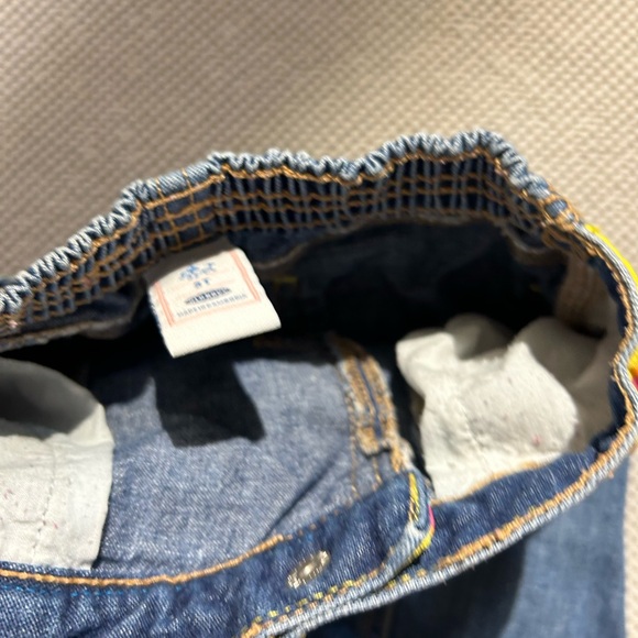 Vintage retro rainbow waist band denim jean mini skirt old navy 3t - Picture 11 of 12